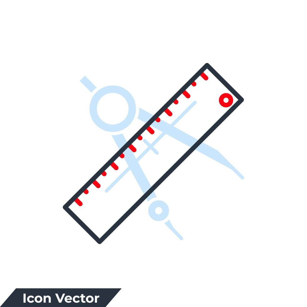 ilustração em vetor governante ícone logotipo. modelo de símbolo de medida para coleção de design gráfico e web
