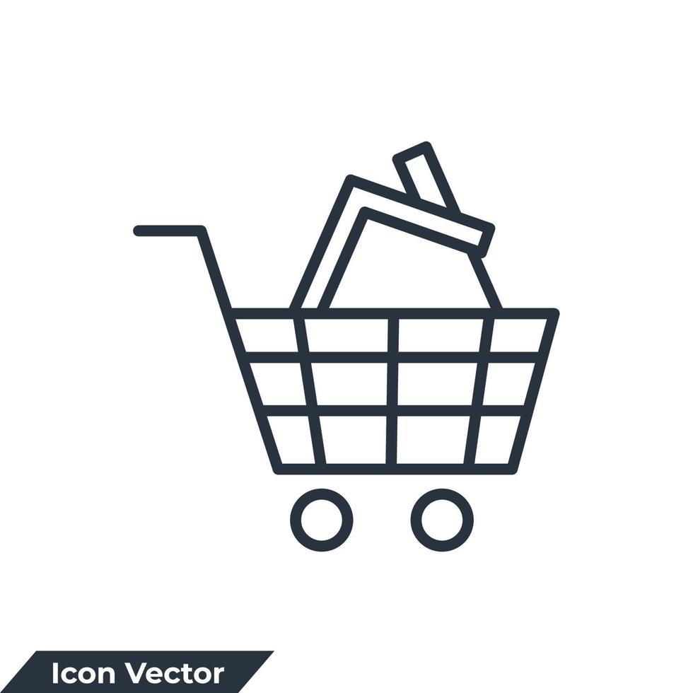 casa compras ícone logotipo ilustração vetorial. comprar. carrinho de compras com modelo de símbolo de casa para coleção de design gráfico e web vetor