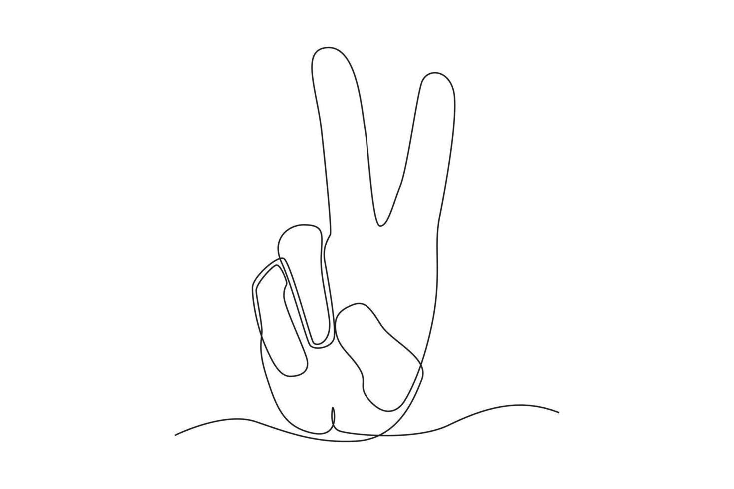 um gesto de mão de desenho de linha contínuo v símbolo para a paz. conceito de dia da paz. única linha desenhar desenho ilustração gráfica de vetor. vetor