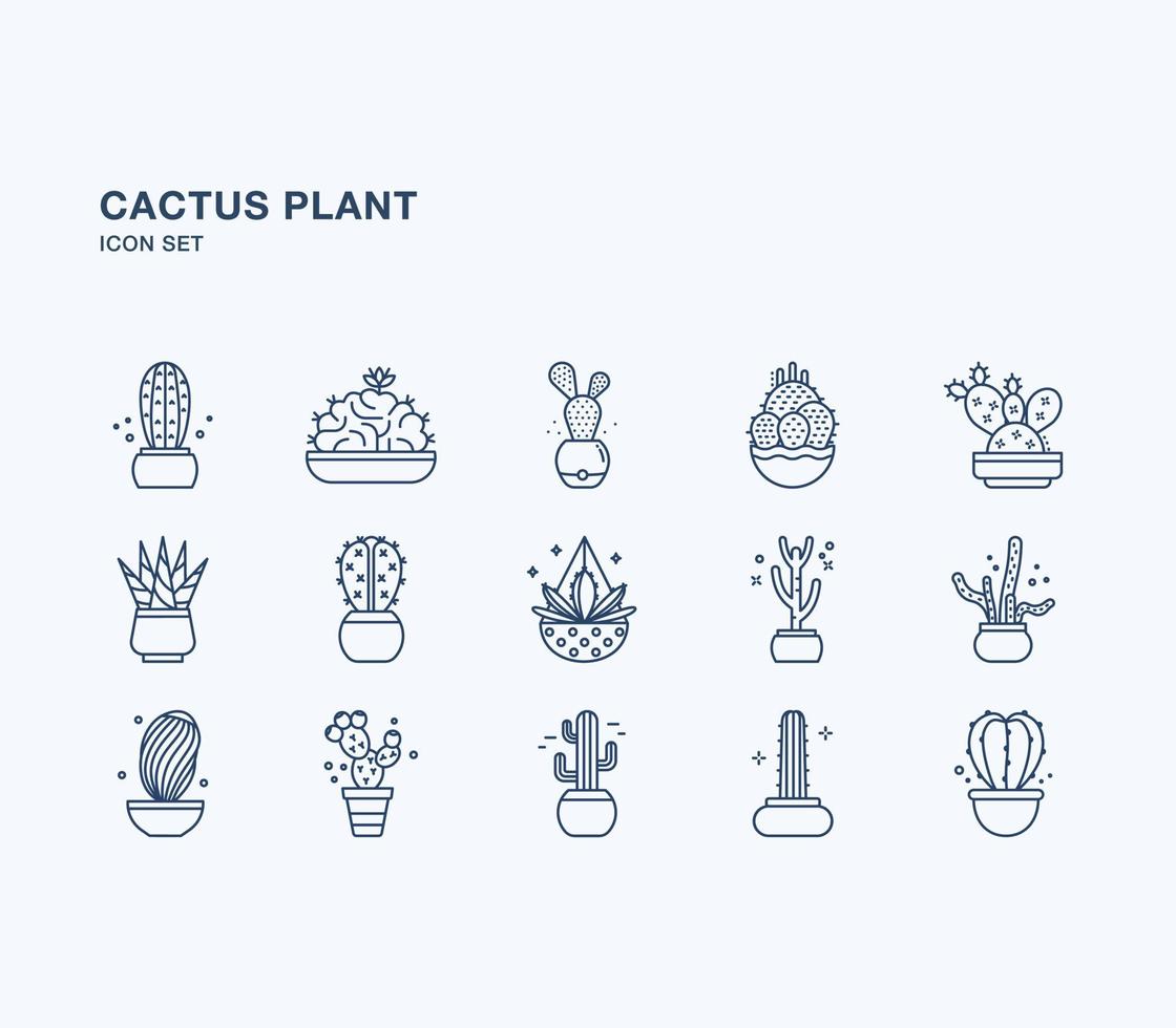 Baixar Vetor De Conjunto De Desenhos De Contorno De Cacto