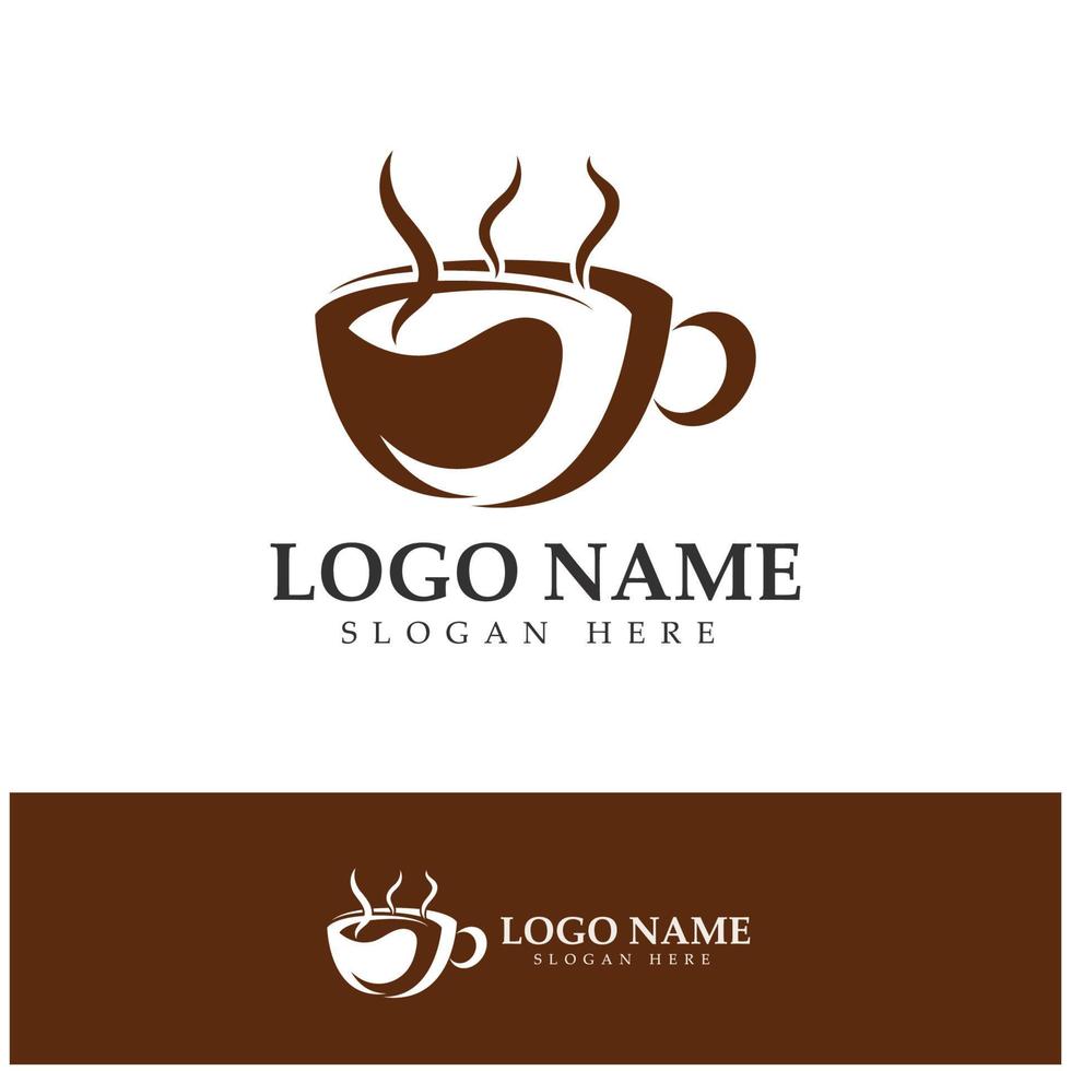 xícara de café logotipo modelo vetorial ícone ilustração design vetor