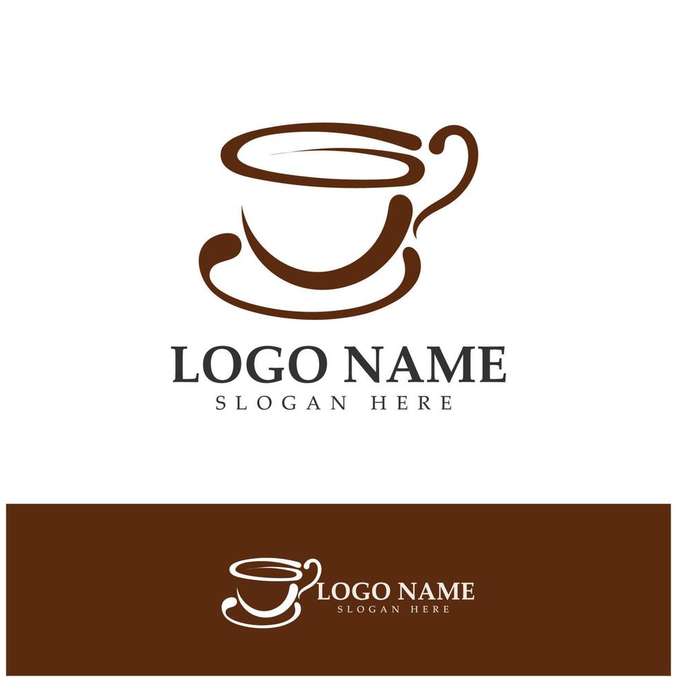 xícara de café logotipo modelo vetorial ícone ilustração design vetor