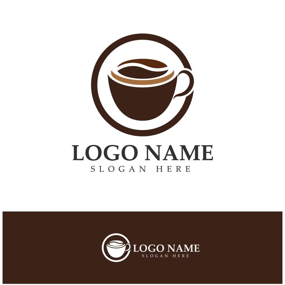 xícara de café logotipo modelo vetorial ícone ilustração design vetor