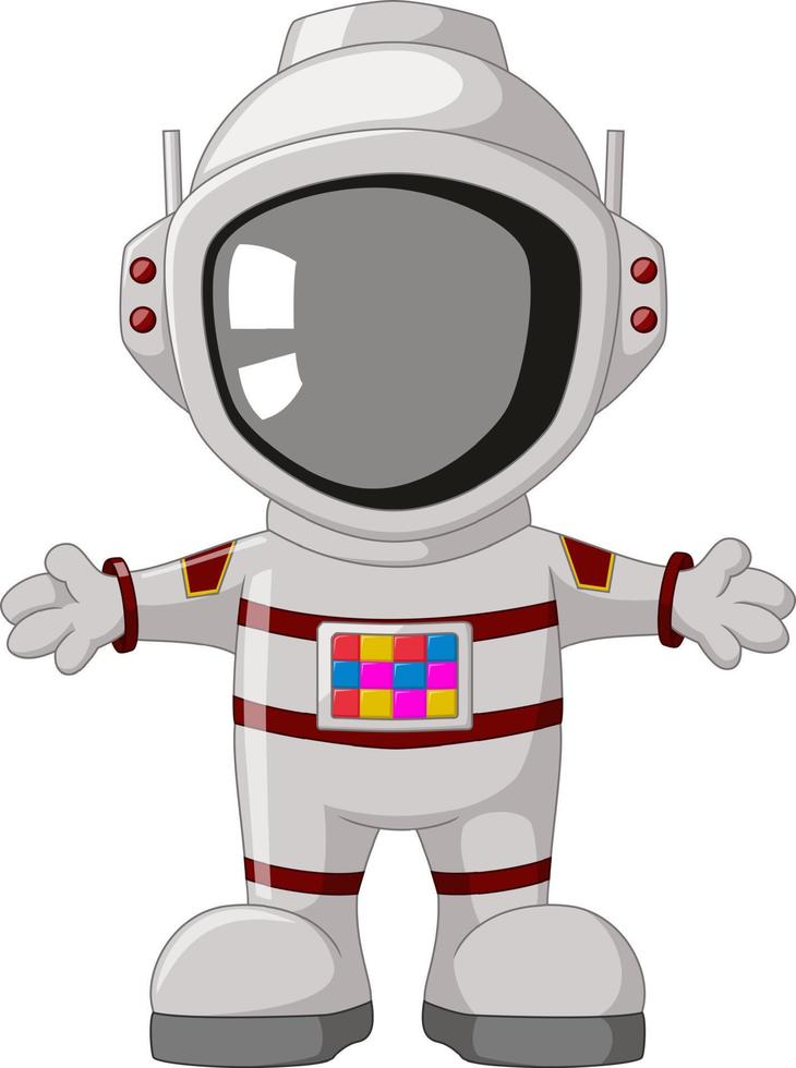 astronauta bonito em um traje espacial em fundo branco vetor