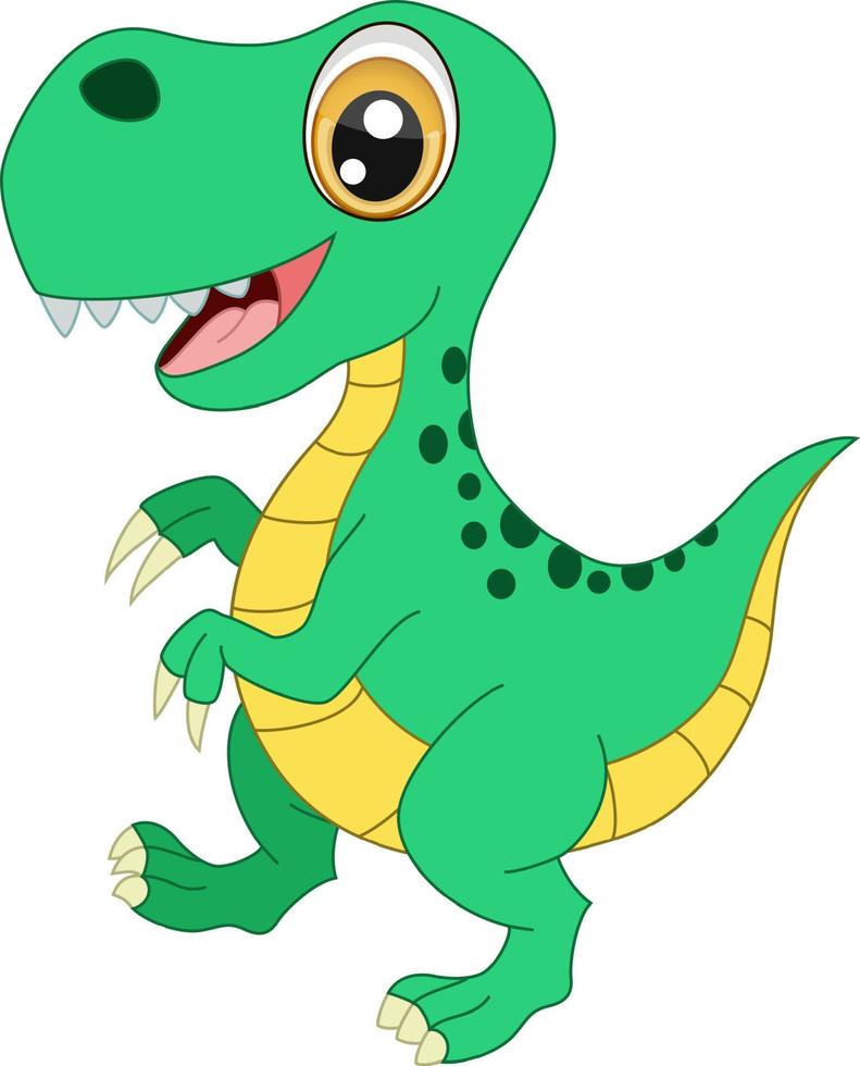 desenho de dinossauro verde fofo em fundo branco 9780651 Vetor no
