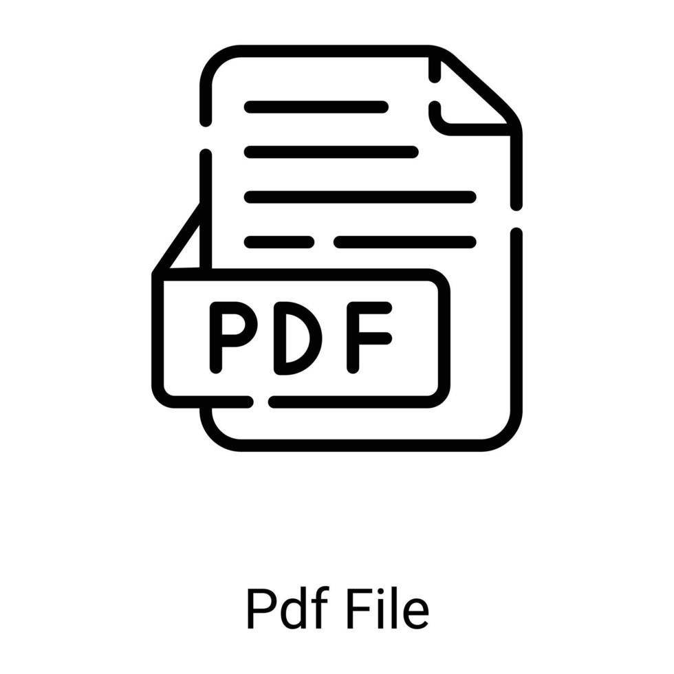 formato de arquivo, ícone de linha de arquivo pdf isolado no fundo branco vetor