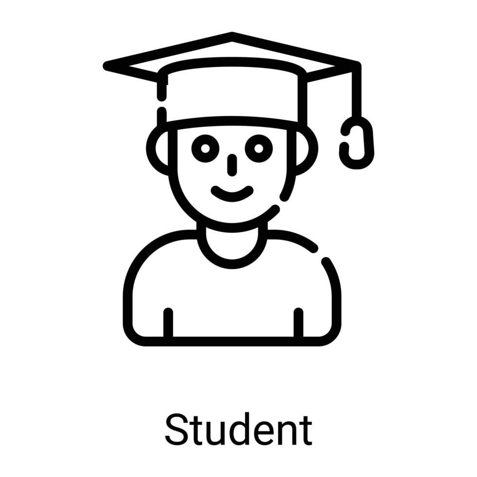 ícone de linha de estudante isolado no fundo branco vetor