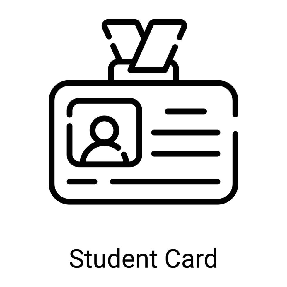 ícone de linha de cartão de estudante isolado no fundo branco vetor