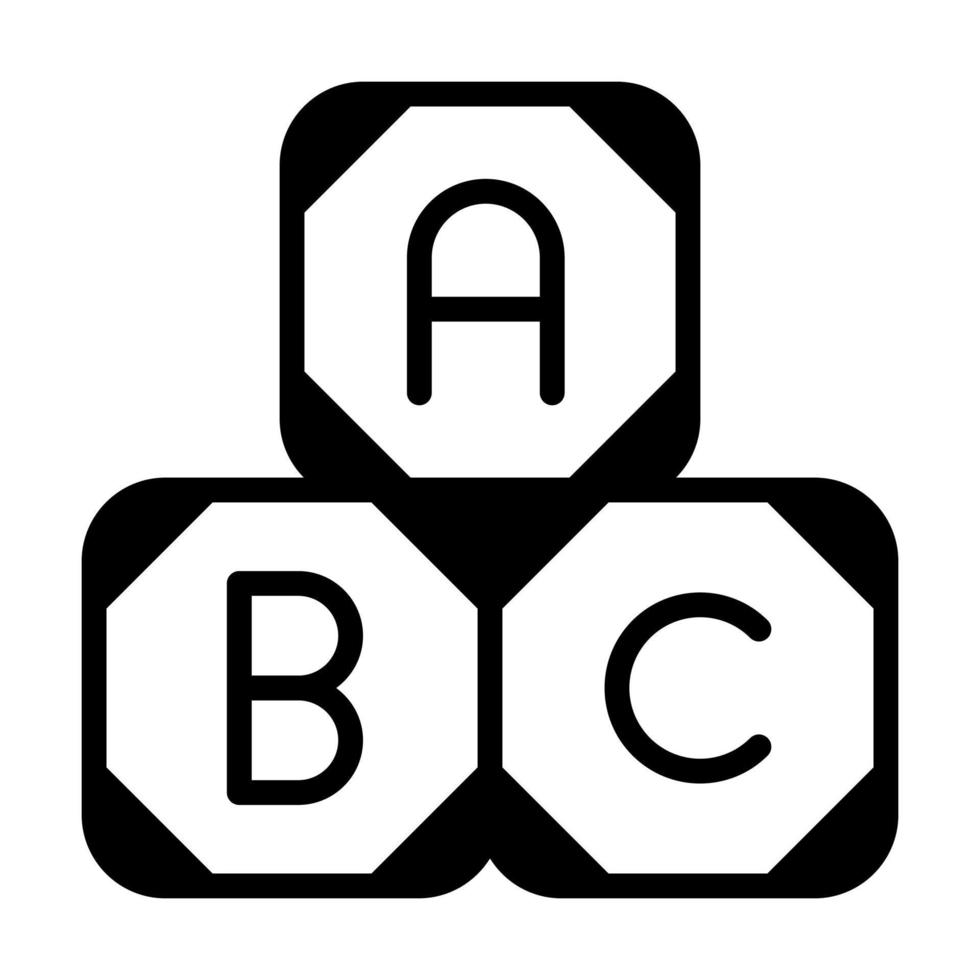 blocos de alfabeto, ícone de linha abc isolado no fundo branco vetor