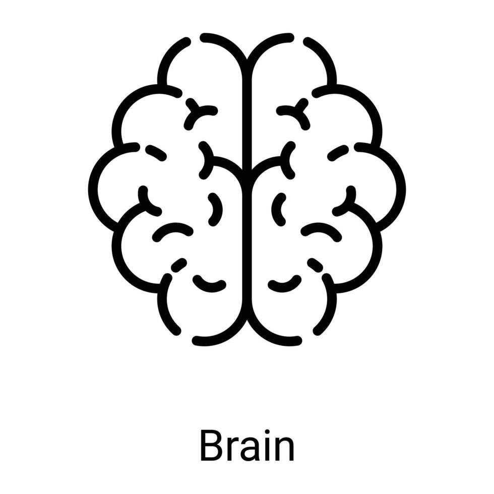 cérebro, ícone de linha de mente isolado no fundo branco vetor