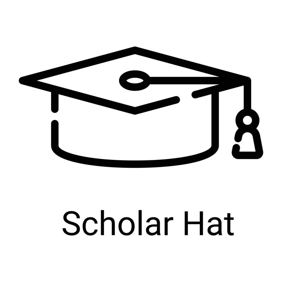 ícone de linha de chapéu de formatura isolado no fundo branco vetor
