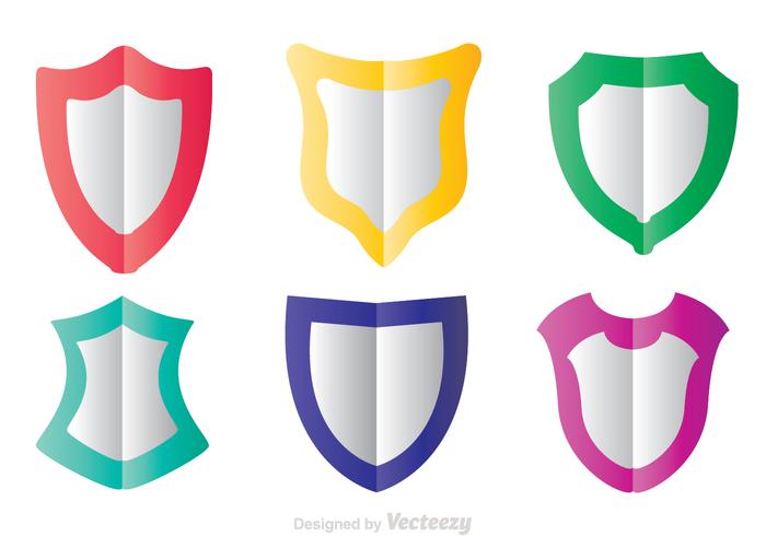 Ícones planos de Shield Shape coloridos vetor