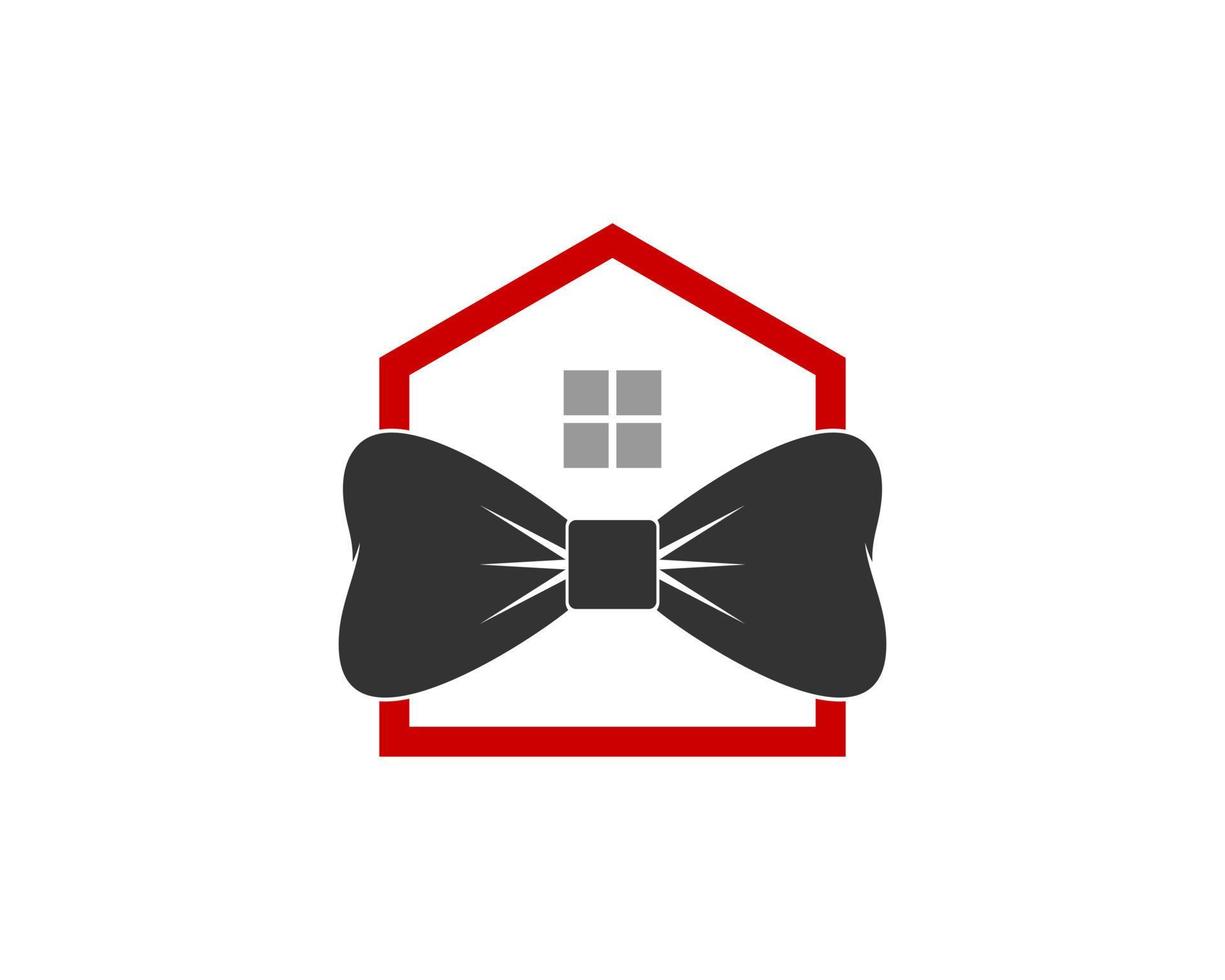 casa com logotipo de vetor de gravata borboleta