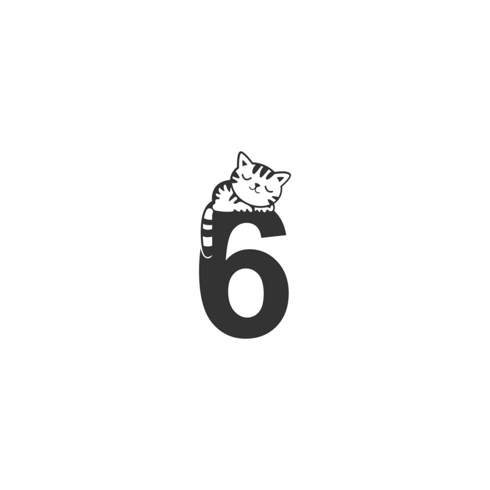 ícone de gato dormindo no número vetor