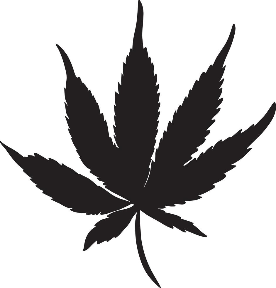 folha de cannabis preta. silhueta de cannabis vetor