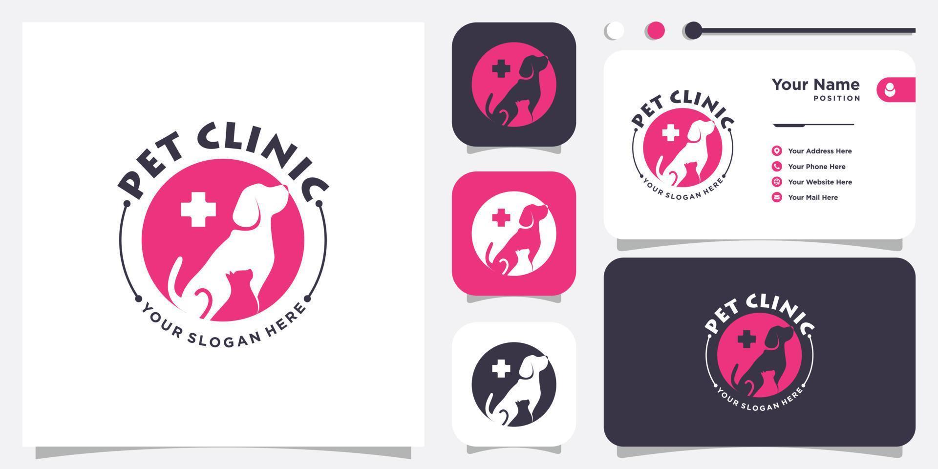 design de logotipo de ícone de cuidados com animais de estimação com vetor premium de conceito de elemento criativo