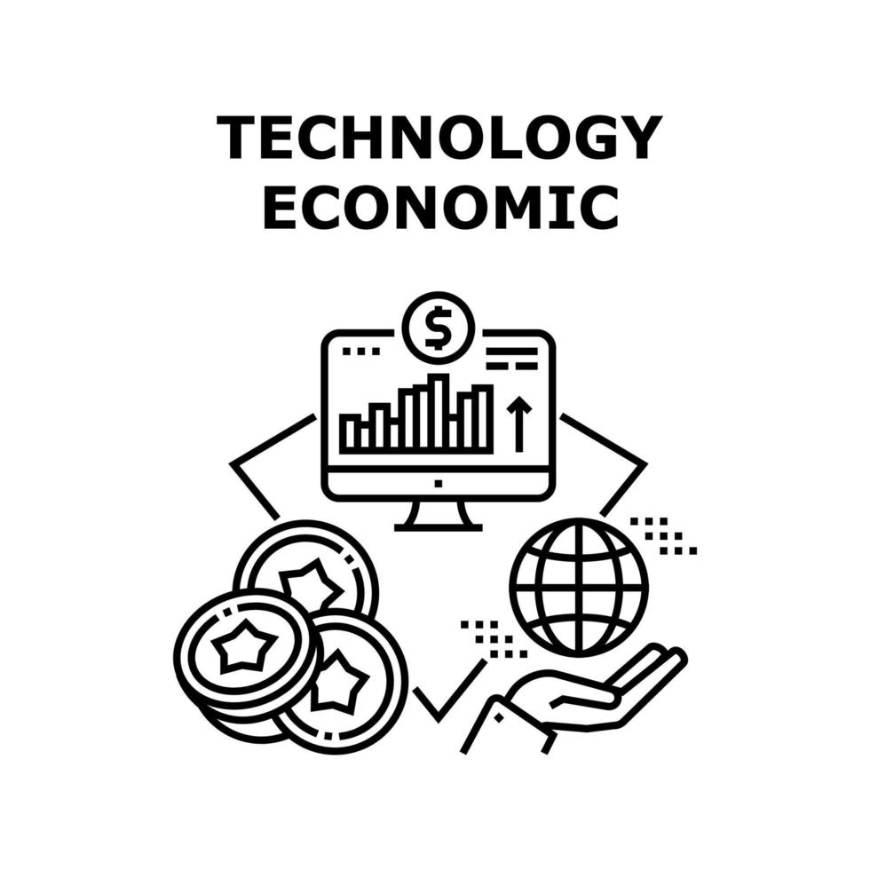 ilustração em preto do conceito de vetor de tecnologia econômica