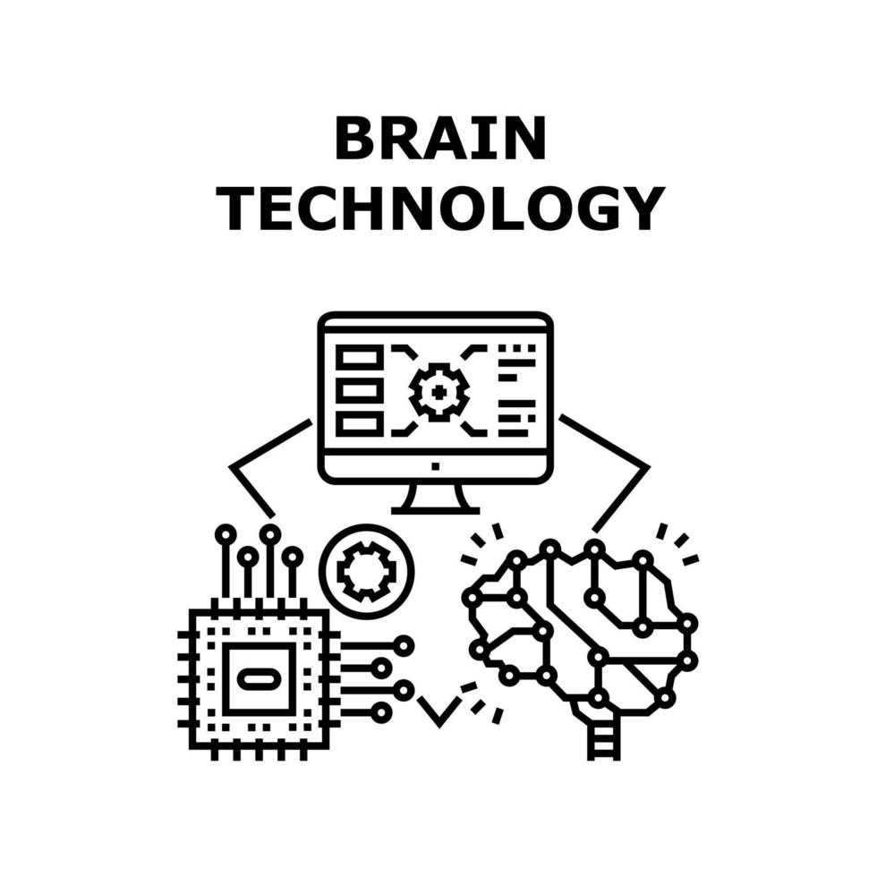 ilustração vetorial de ícone de tecnologia cerebral vetor