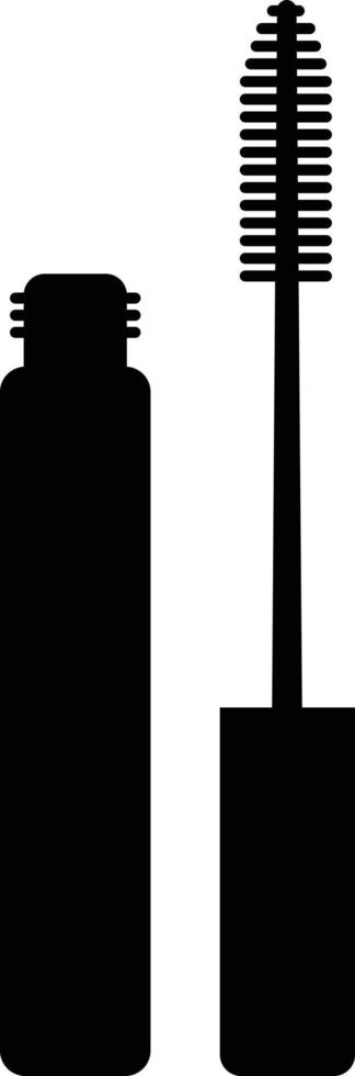 ícone de rímel em fundo branco. sinal de escova de rímel. estilo plano. logotipo do rímel. tubo aberto do símbolo de rímel. vetor
