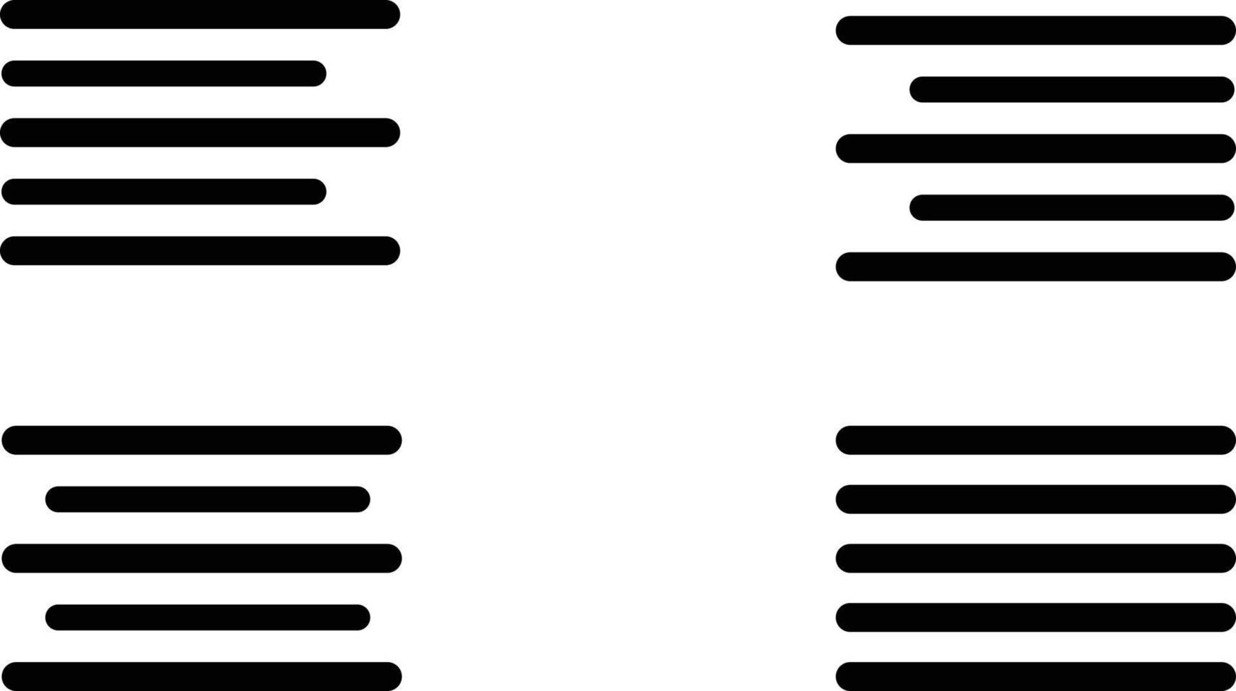 ícone de alinhamento de texto em fundo branco. alinhamento de texto definido com a linha esquerda, direita, centralizada e justificada. sinal de posição de texto. símbolo de alinhamento. estilo plano. vetor
