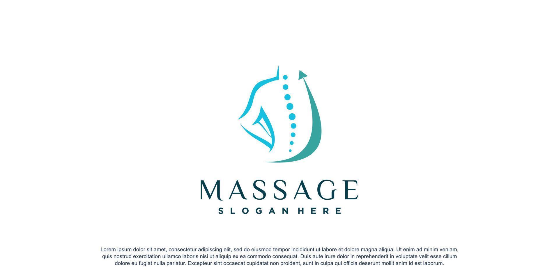 logotipo de quiropraxia para massagem e negócios com vetor premium de conceito de elemento criativo