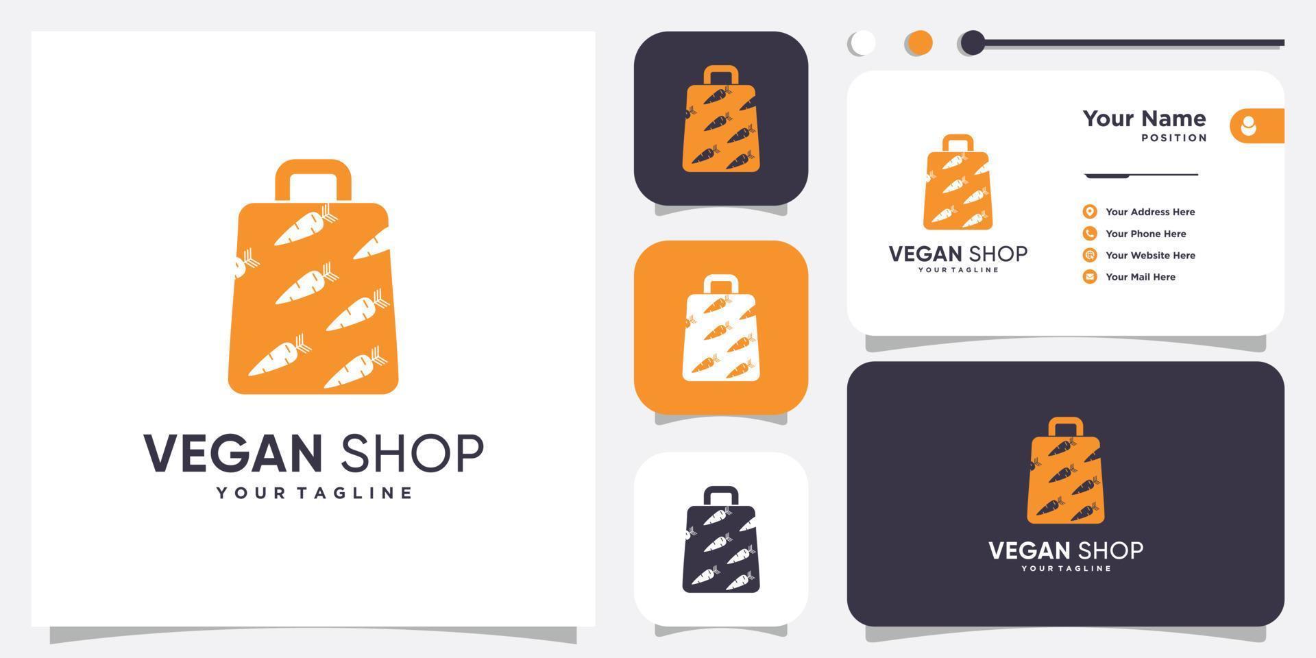 logotipo da loja vegana com vetor premium de conceito de elemento criativo