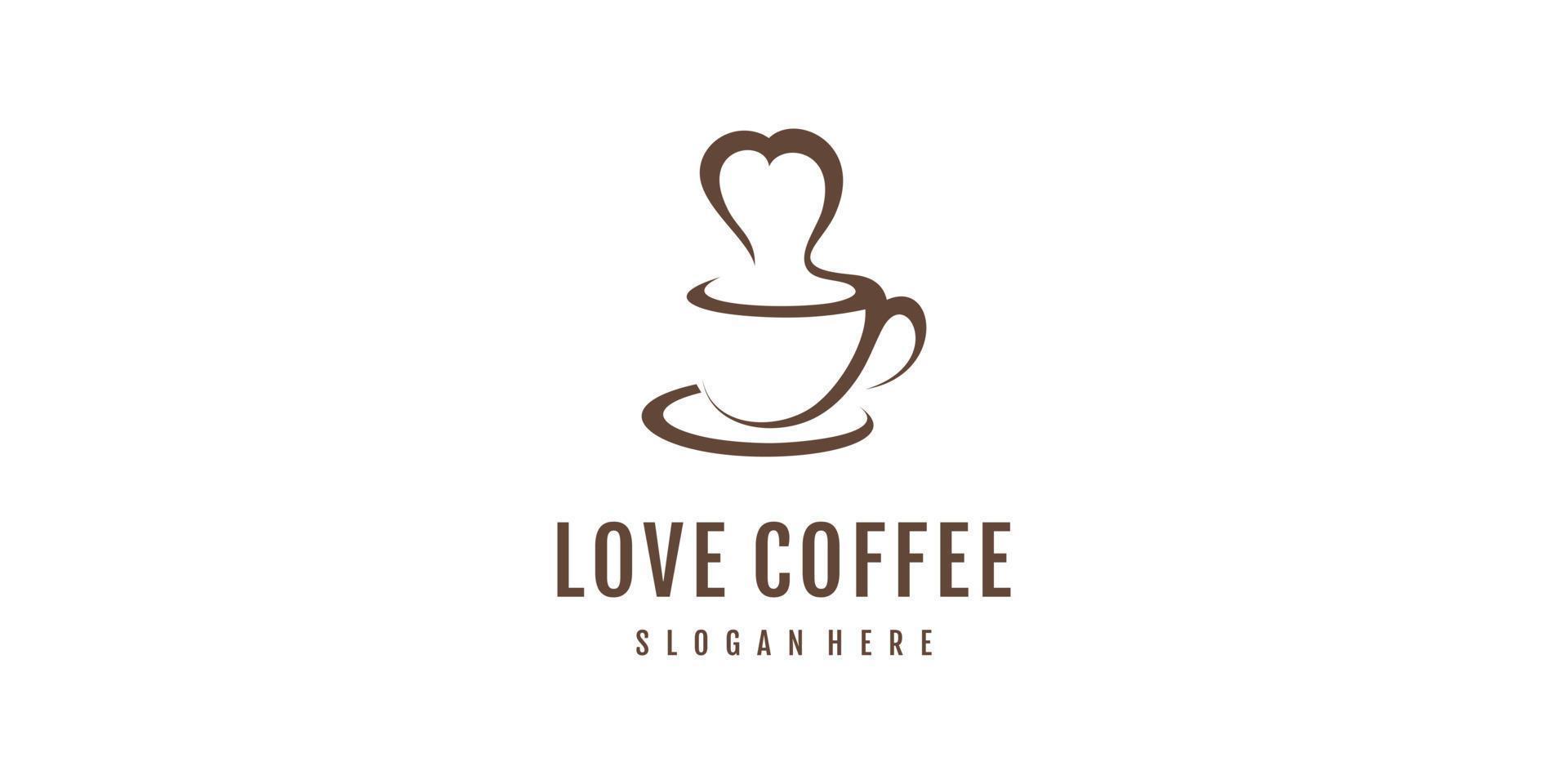 design de logotipo de café com vetor premium de conceito de amor