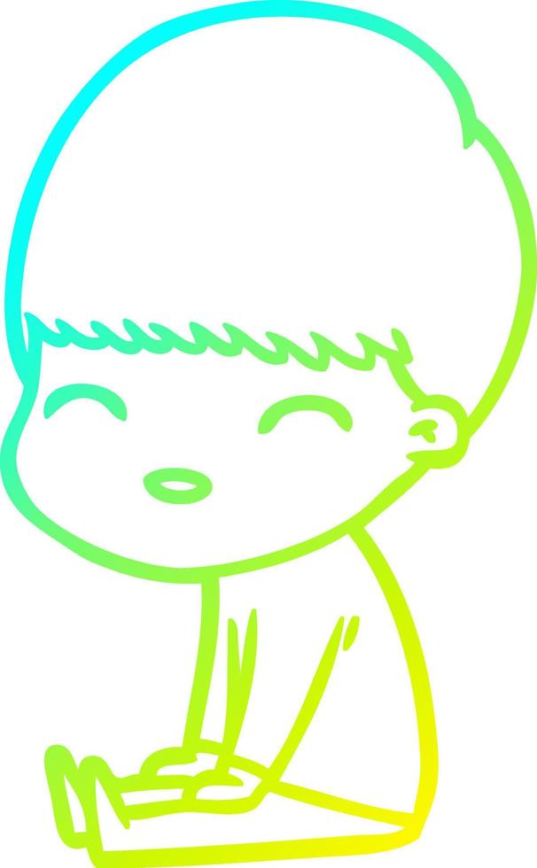 linha de gradiente frio desenhando menino de desenho animado feliz vetor