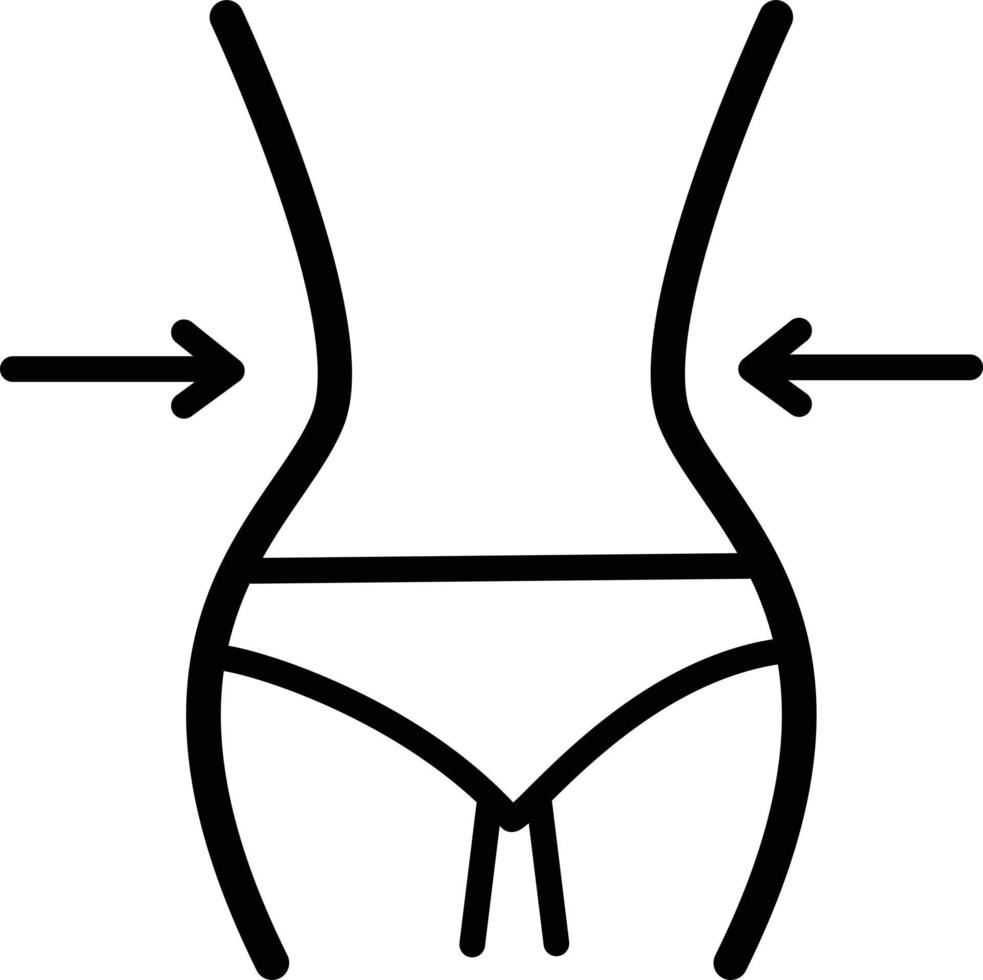 ícone de cintura em fundo branco. estilo plano. sinal de cintura. símbolo de perda de peso. conceito de emagrecimento. vetor