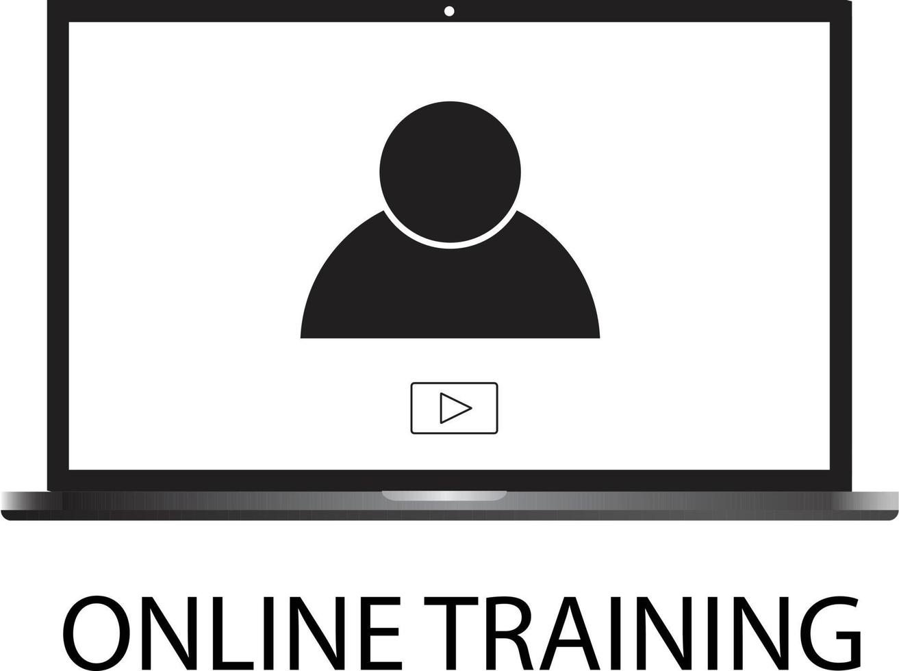 ícone de treinamento online em fundo branco. estilo plano. sinal de treinamento on-line. conceito de treinamento on-line. treinamento em símbolo de laptop. vetor