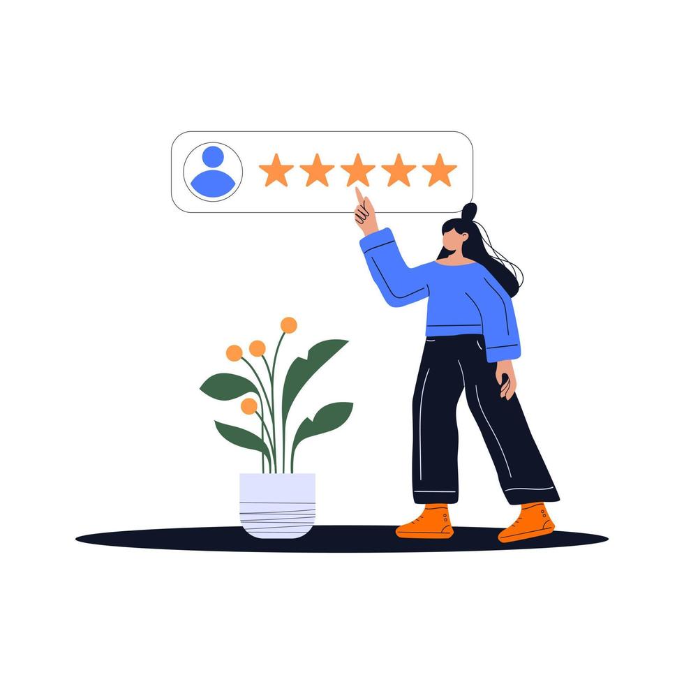 as pessoas dão avaliação e feedback. ilustração vetorial plana. escolha do cliente. classificação classificação estrelas feedback. ilustração vetorial plana isolada no fundo branco vetor