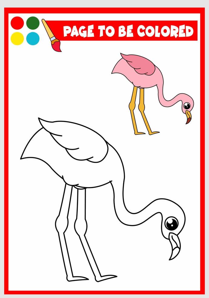 livro de colorir para crianças. flamingo vetor