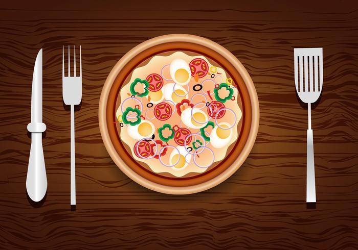 Design de pizza com coberturas vetor