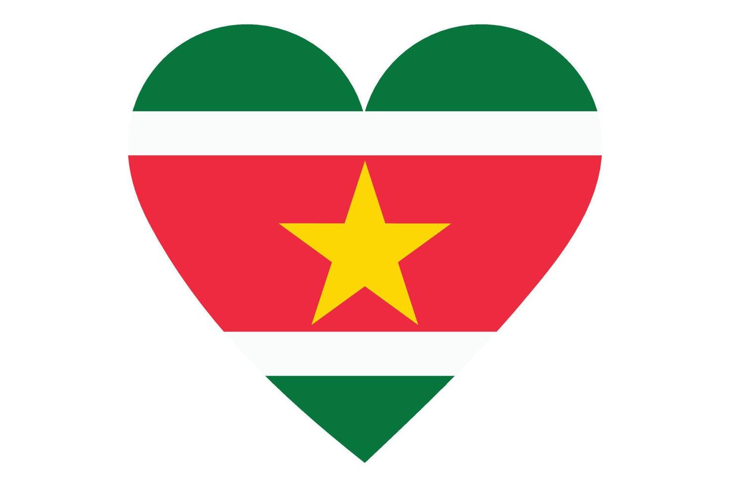 vetor de bandeira do coração do Suriname em fundo branco.