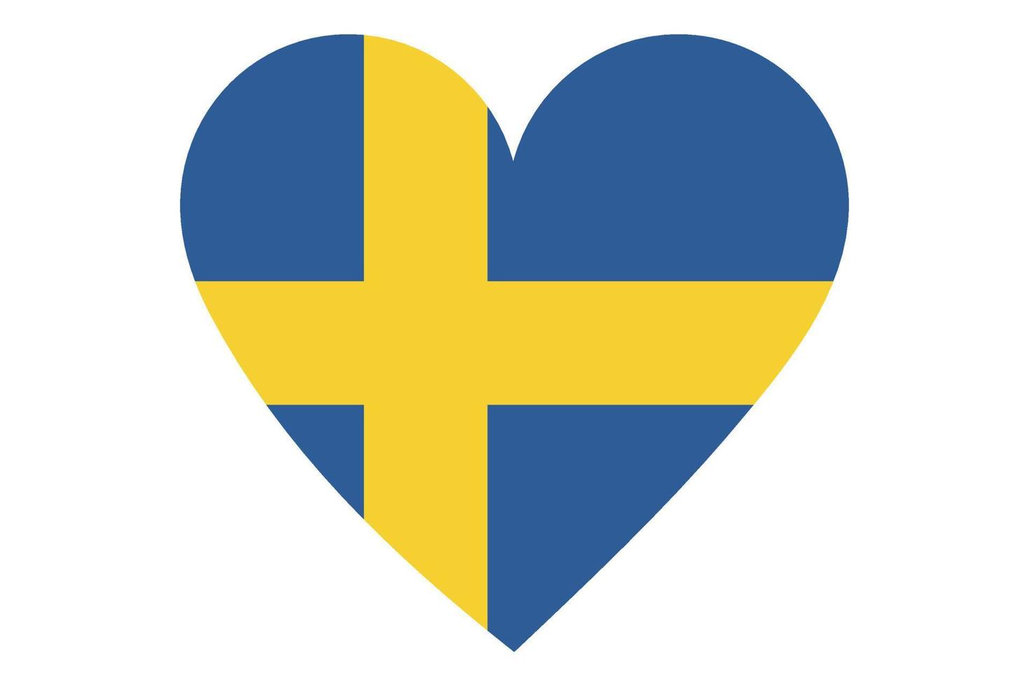 vetor de bandeira do coração da Suécia em fundo branco.