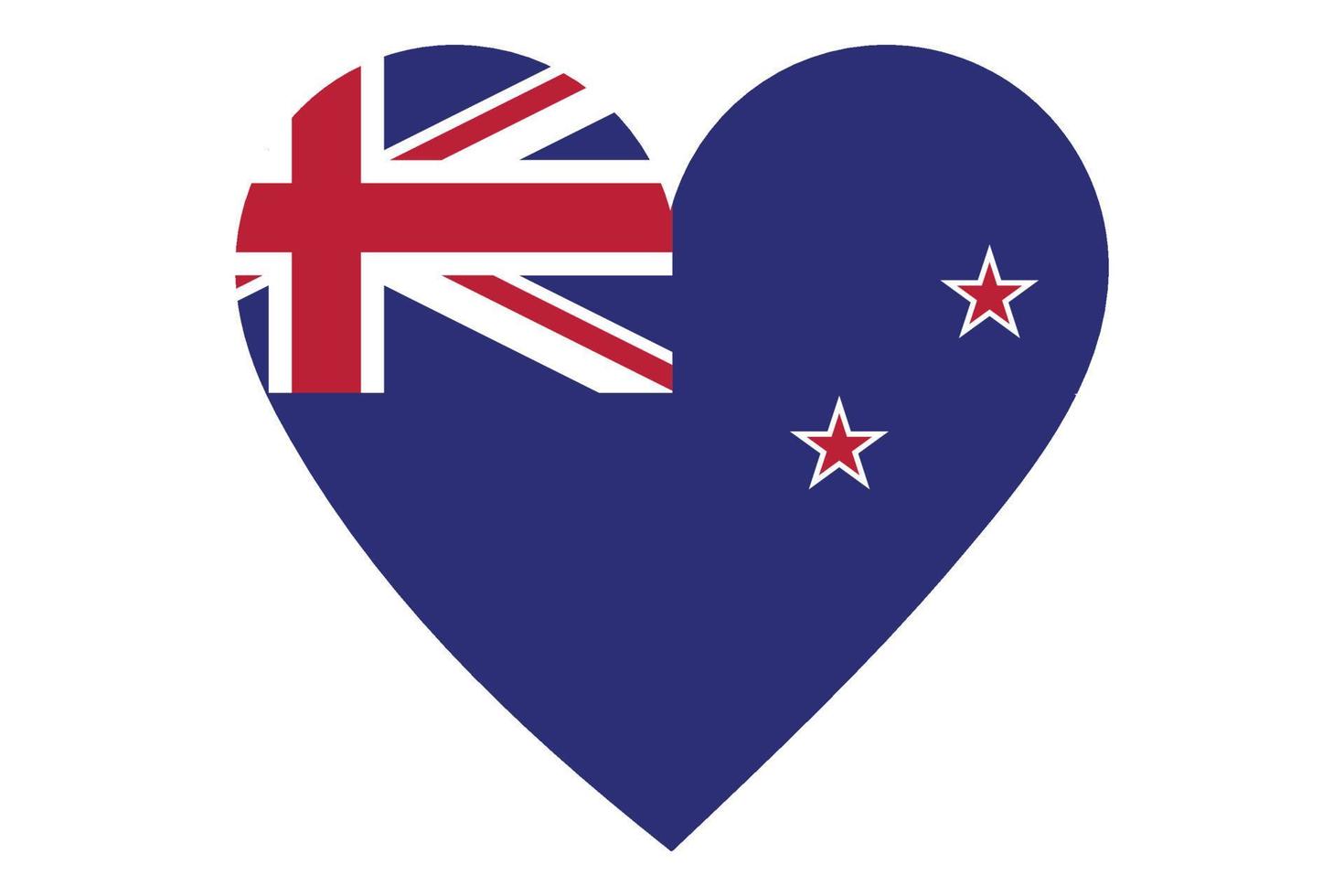 vetor de bandeira do coração da Nova Zelândia em fundo branco.