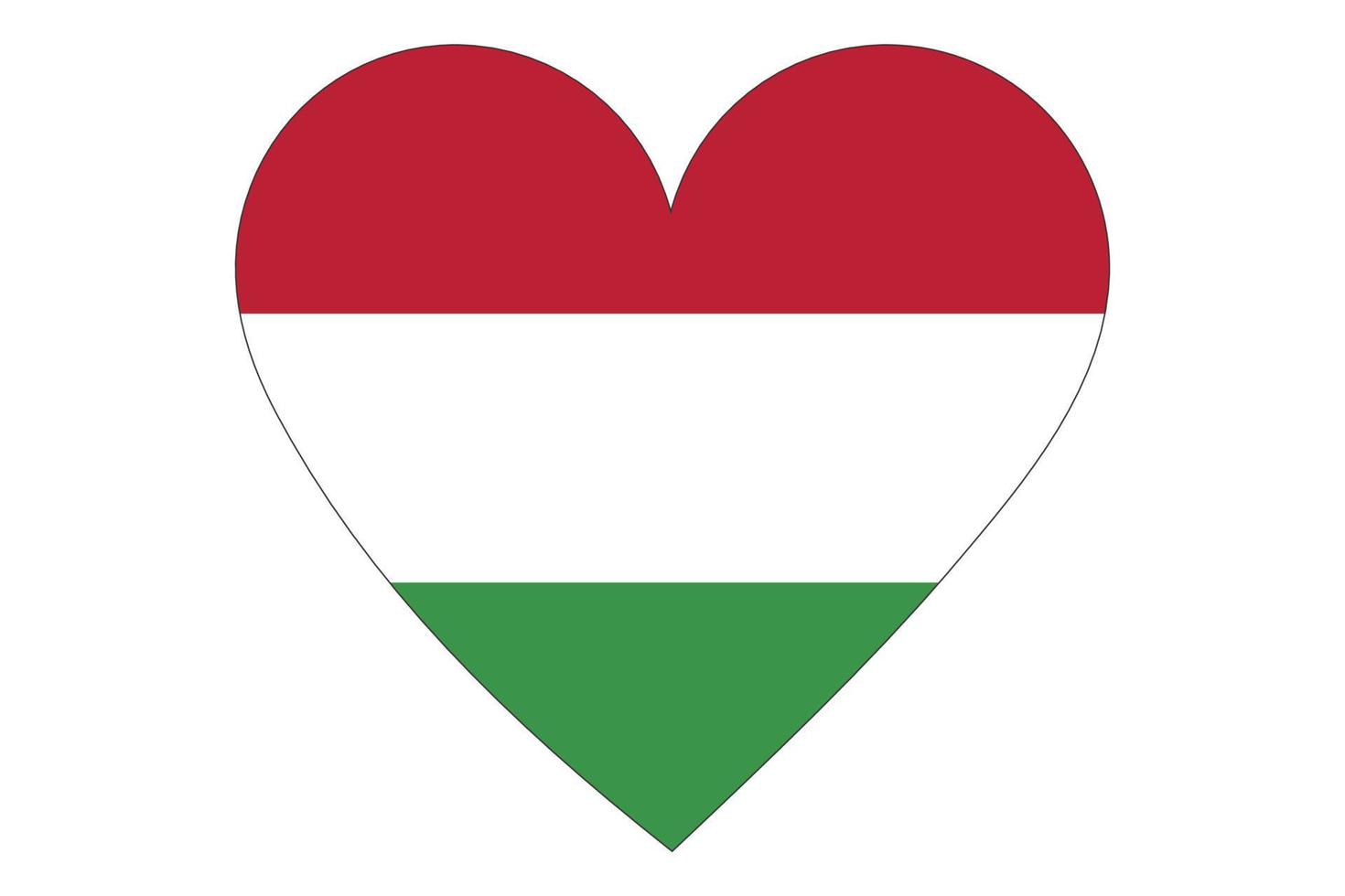 vetor de bandeira do coração da Hungria em fundo branco.