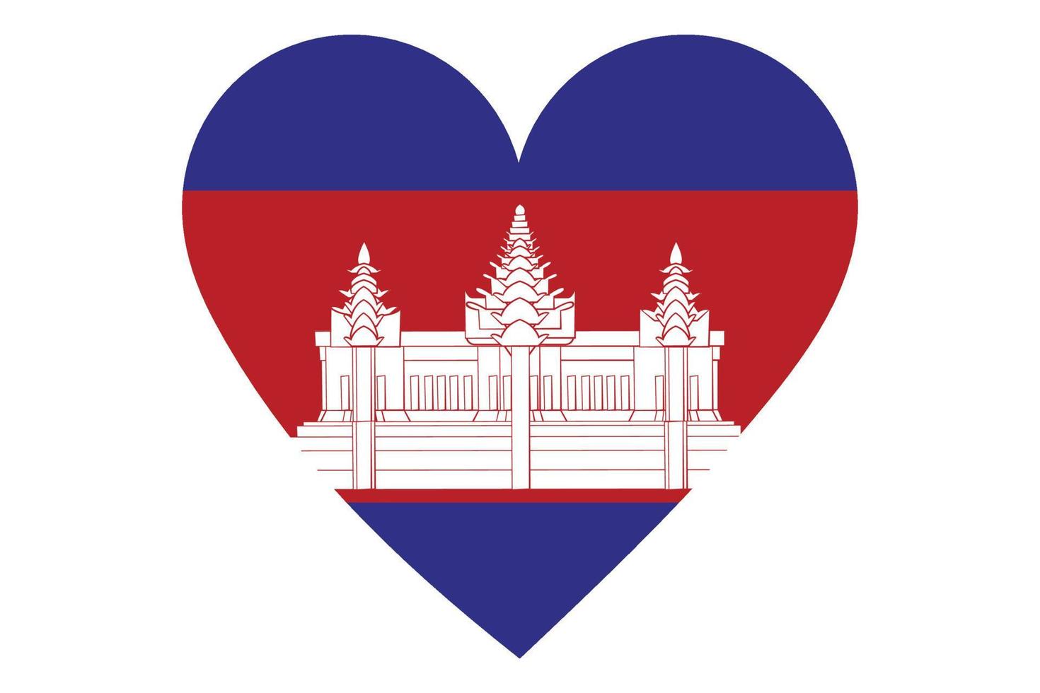 vetor de bandeira do coração do Camboja em fundo branco.