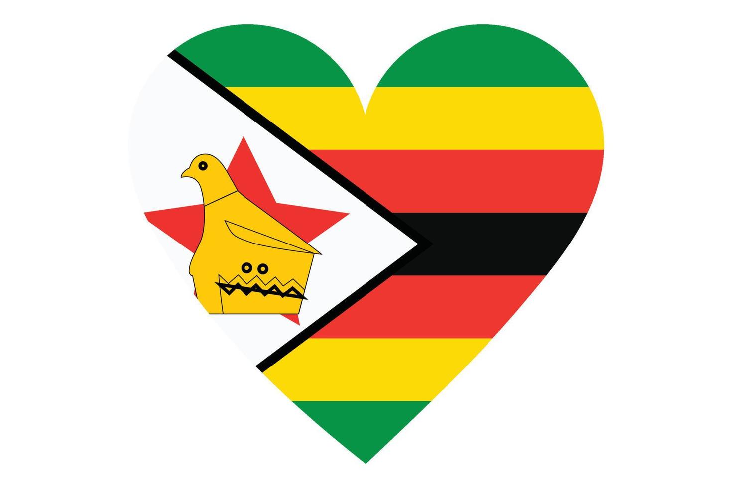 vetor de bandeira do coração do Zimbábue em fundo branco.