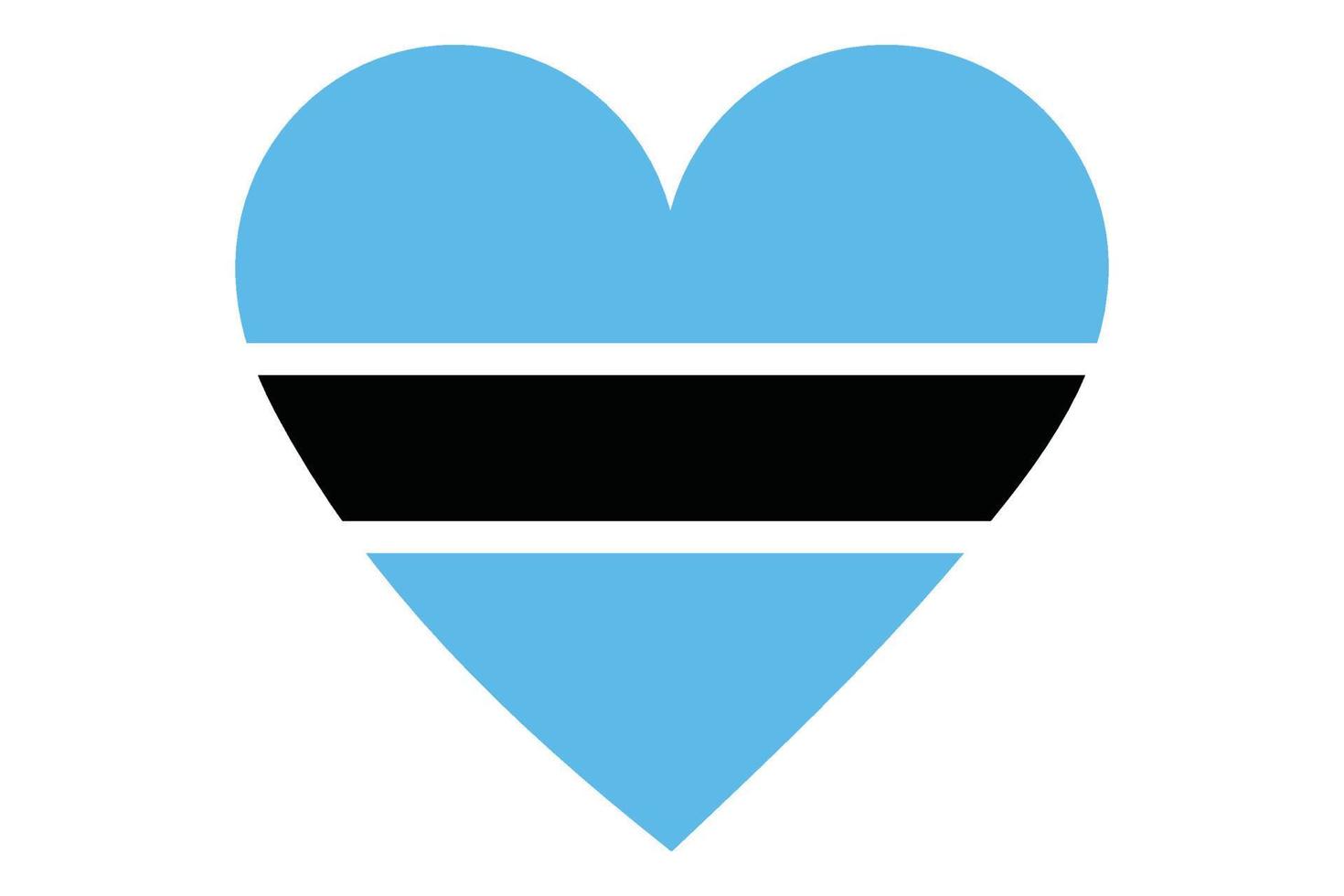 vetor de bandeira do coração do botswana em fundo branco.