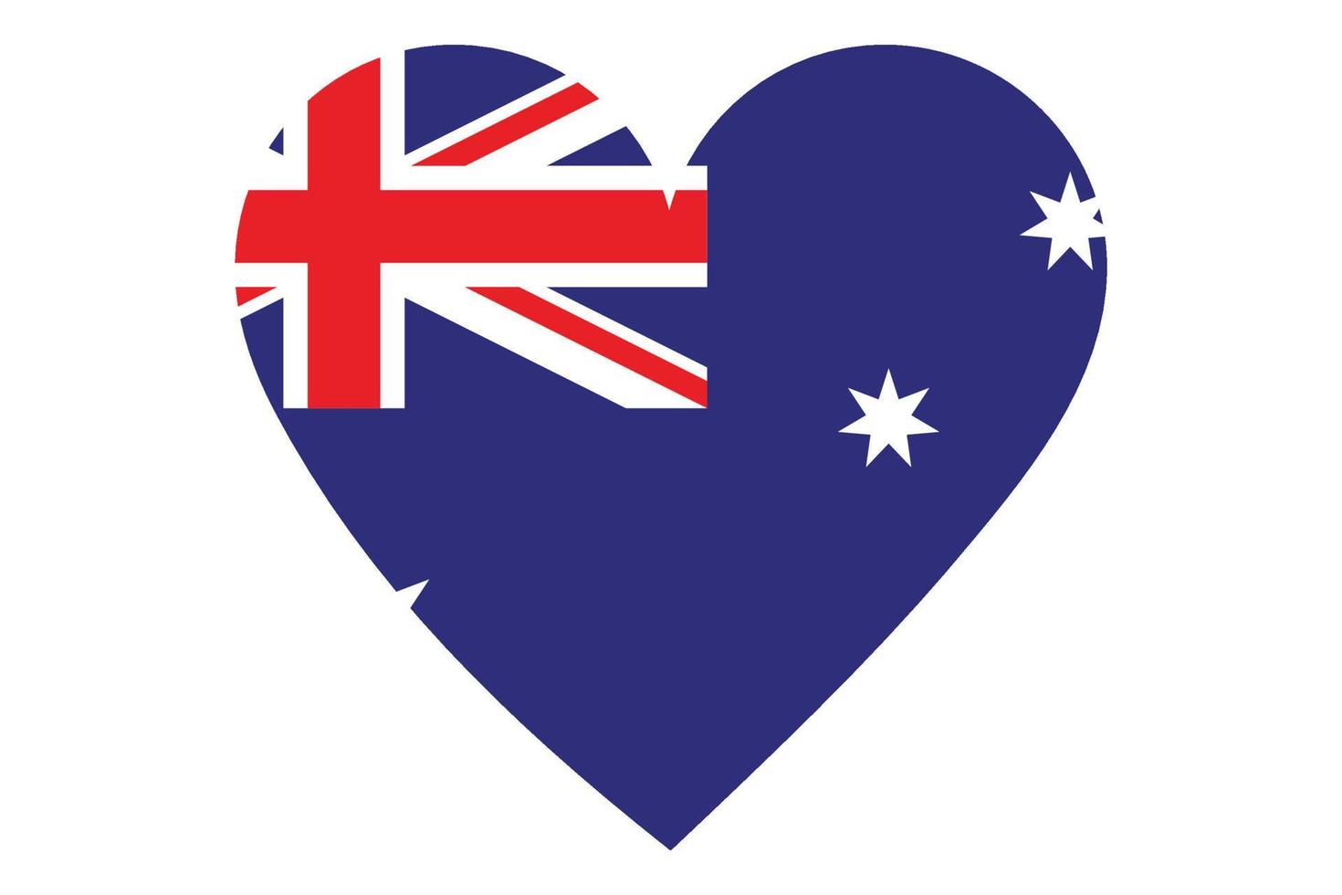 vetor de bandeira do coração da Austrália em fundo branco.