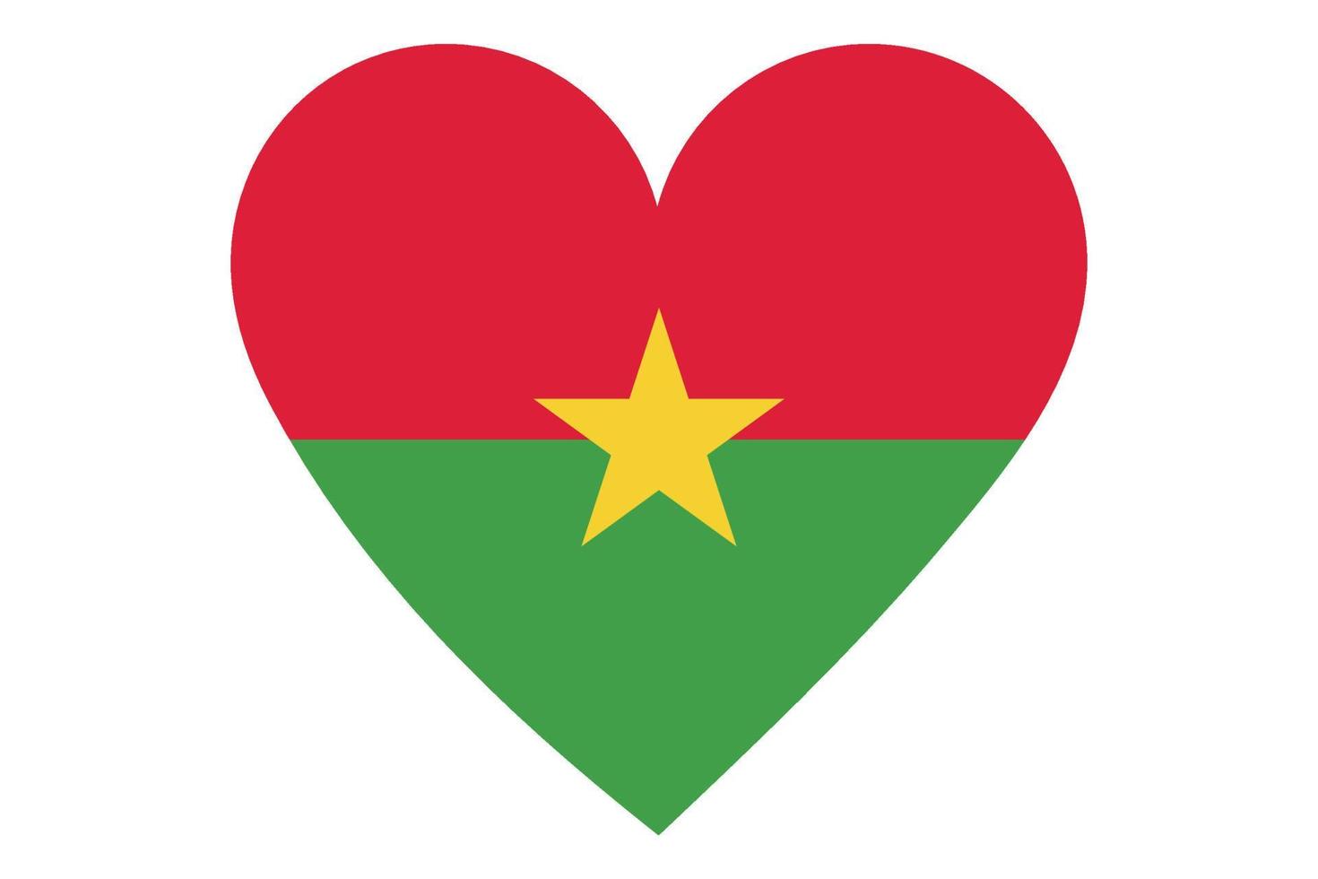 vetor de bandeira do coração de Burkina Faso em fundo branco.