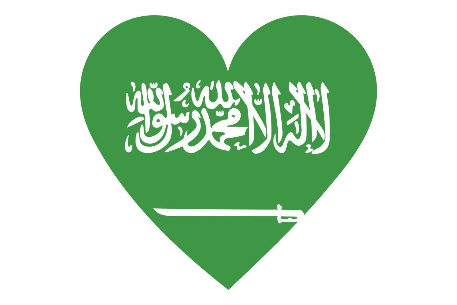 vetor de bandeira do coração da Arábia Saudita em fundo branco.