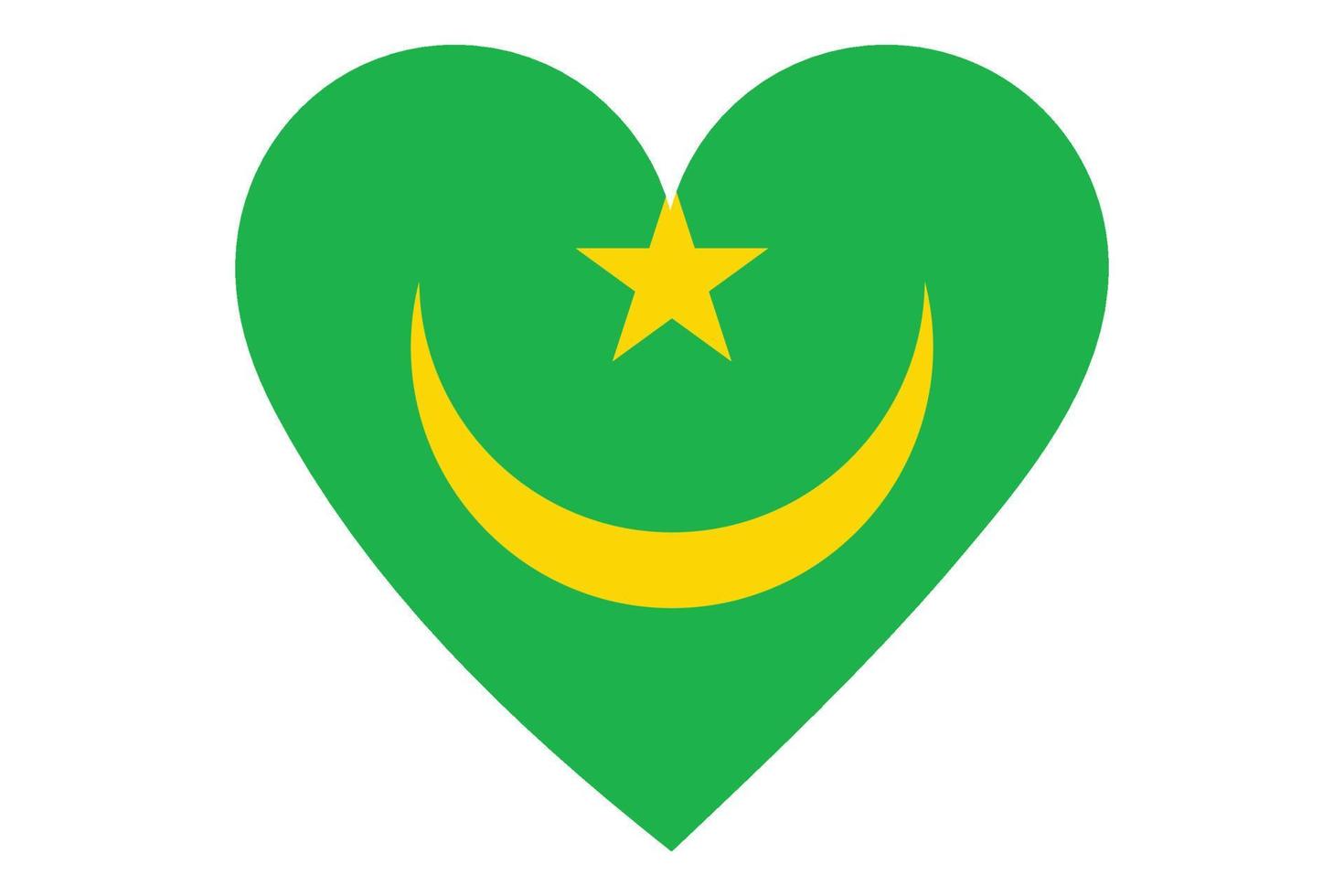 vetor de bandeira do coração da Mauritânia em fundo branco.