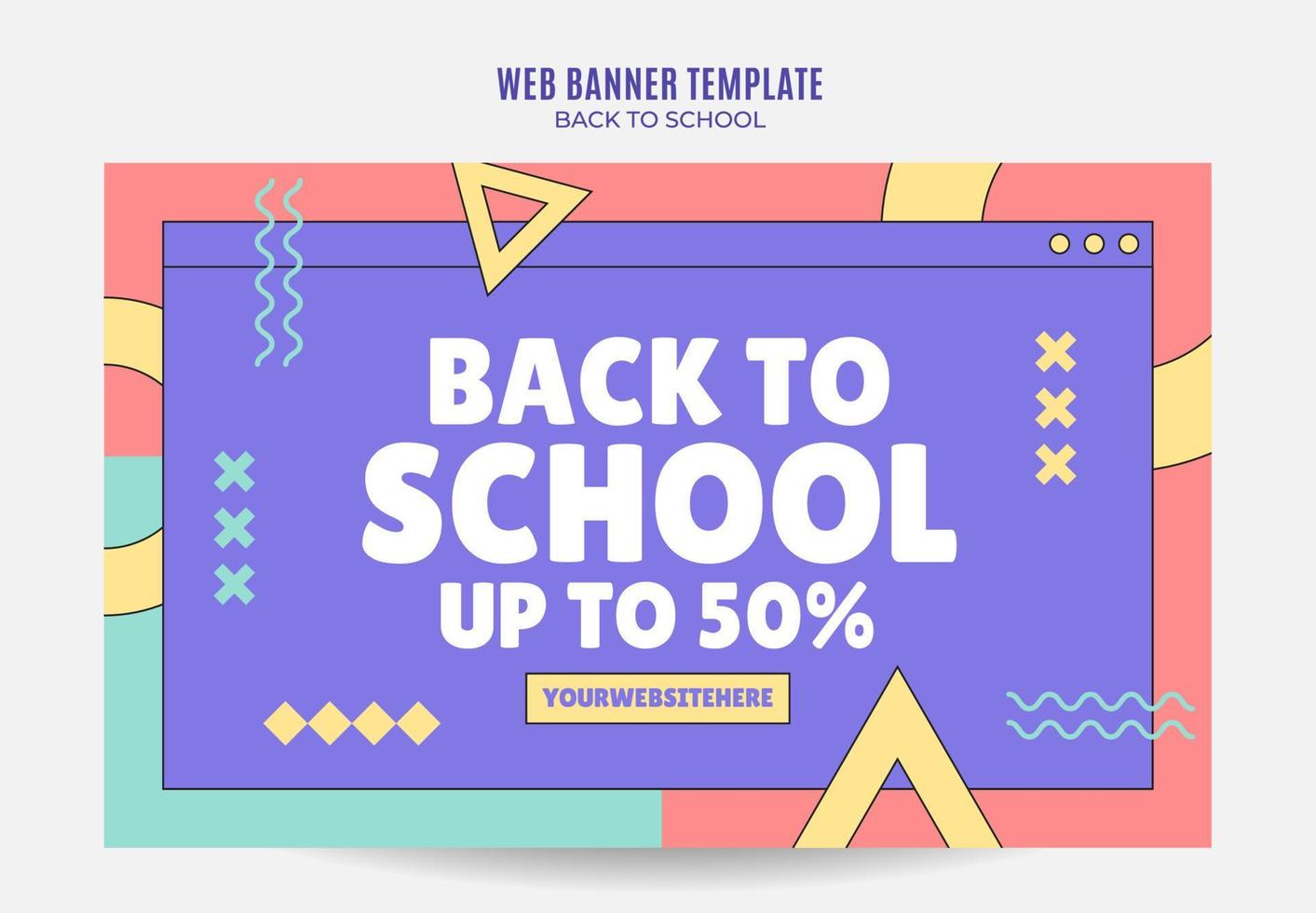 back to school web banner para pôster de mídia social, banner, área espacial e plano de fundo vetor