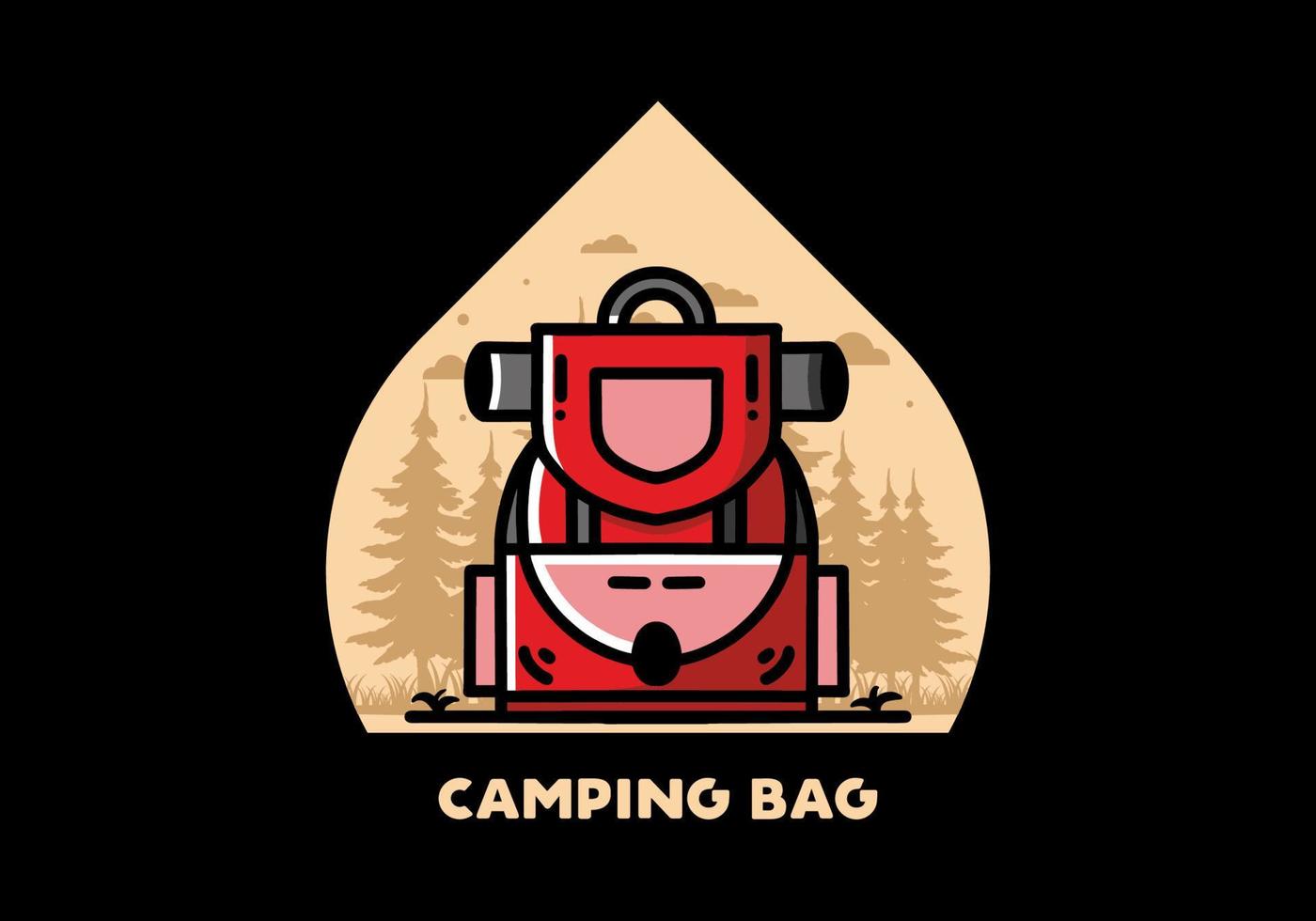 design de ilustração de bolsa de acampamento simples vetor