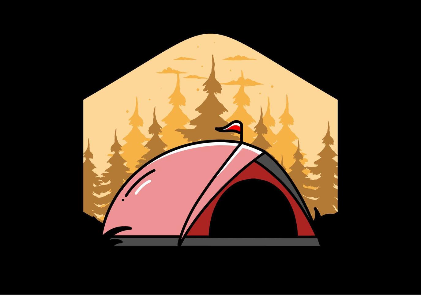 design de distintivo de ilustração de acampamento de tenda de cúpula vetor