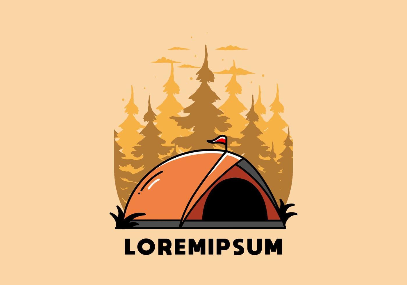 design de distintivo de ilustração de acampamento de tenda de cúpula vetor