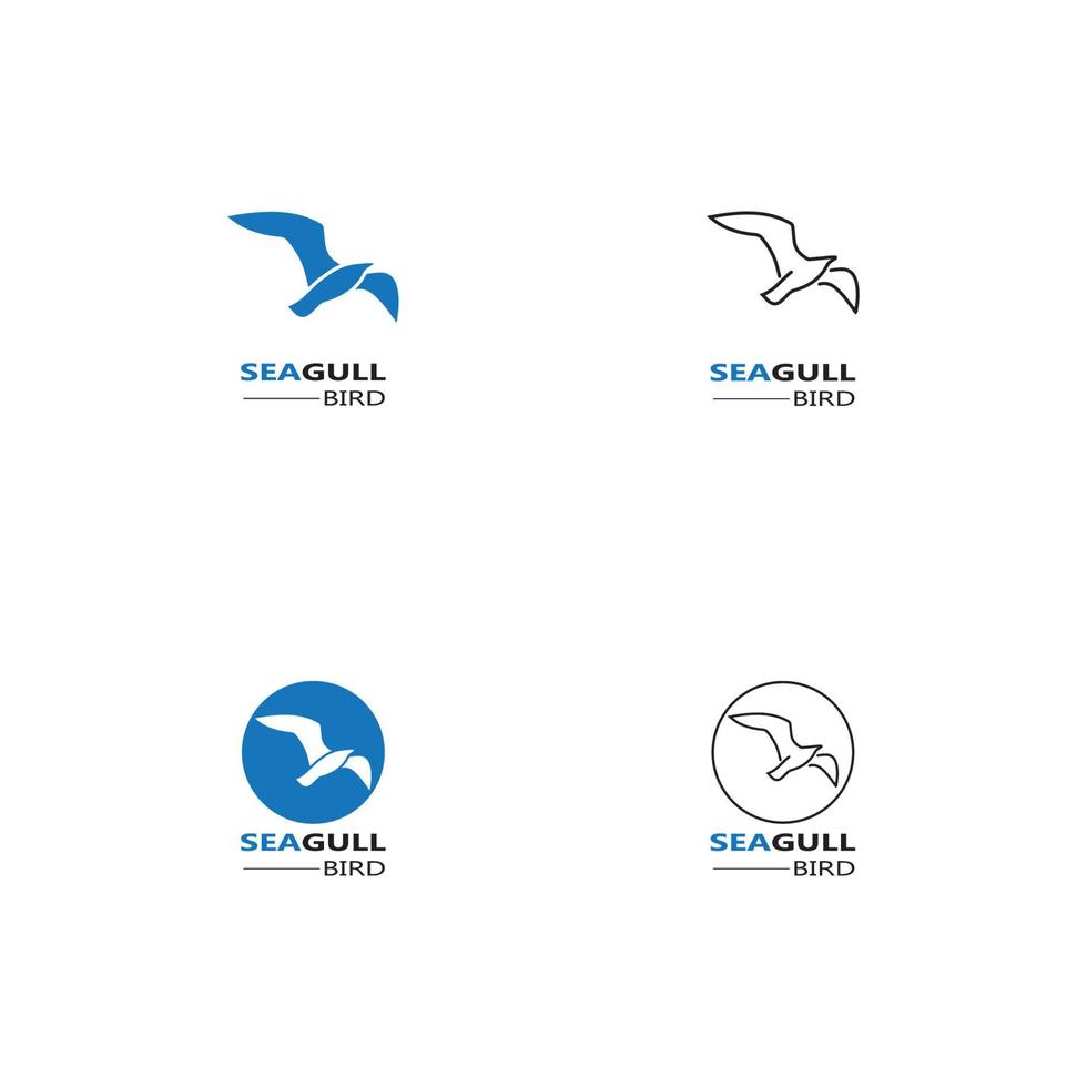 desenhos de vetores de ícone de logotipo de pássaro de gaivota