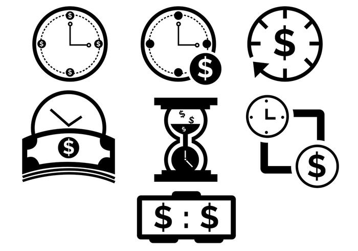 O tempo é ícones de dinheiro vetor